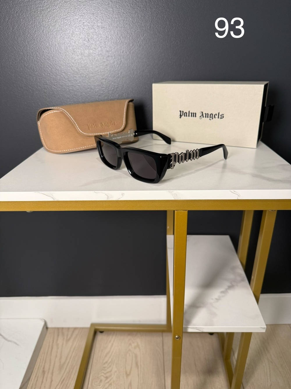 Palm Angels Glossy Black Logo Cat-Eye Sunglasses